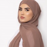 Foulard Chiffon Bonnet Intégré Cappuccino