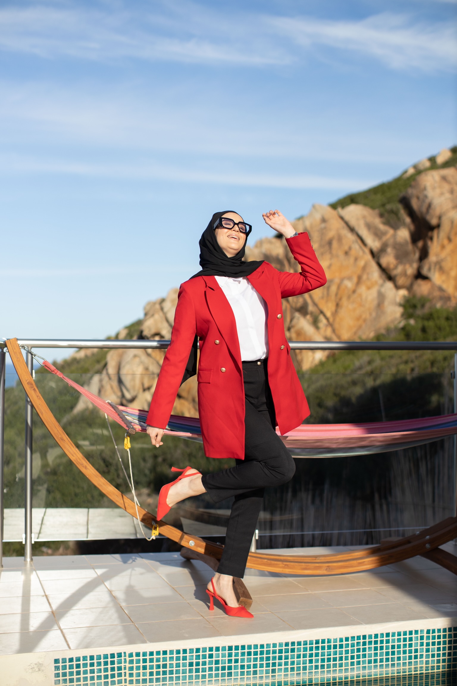 Ensemble blazer rouge deals