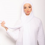Foulard Chiffon Bonnet Intégré Soft White