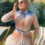 Burkini Bali 4 Piéces Bleu/Blanc ( JUPE LONGUE )