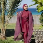 Burkini Mango 4 Pièces Burgundy
