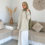 Ensemble Chemise Rayée Vert Olive